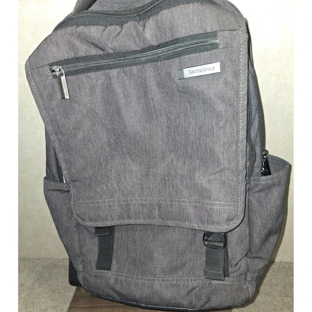 Samsonite Charcoal Gray Heathered Fabric Backpack Laptop Bag Travel School Work